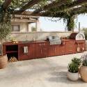 Cucina da esterno in metallo con lavatoio da esterno, forno a legna, fornello a gas, barbecue e spazio - 6 moduli - Lifestyle