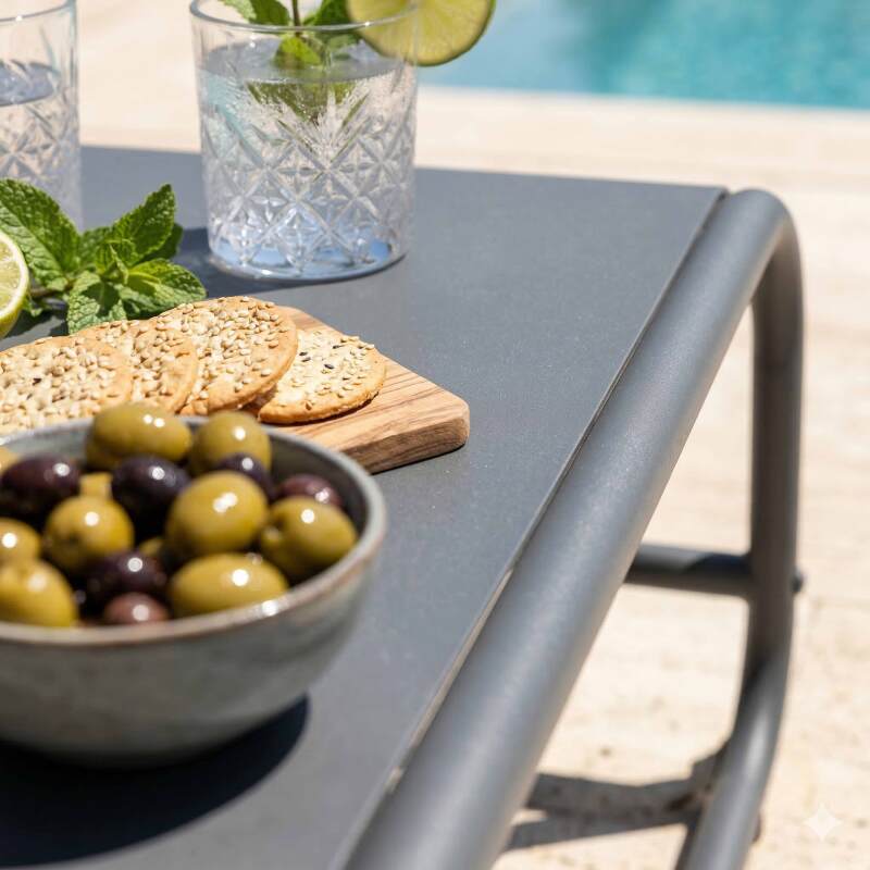 Tavolino piccolo da esterno rettangolare in metallo 85x40x30 cm (2/7)