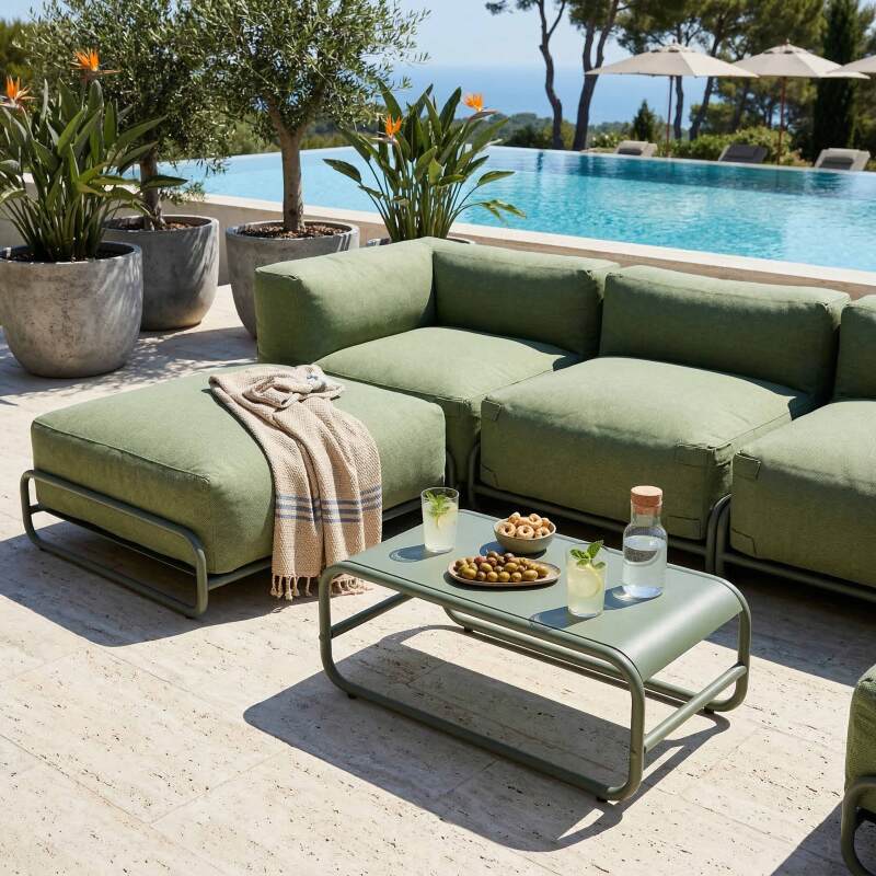 Tavolino piccolo da esterno rettangolare in metallo 85x40x30 cm