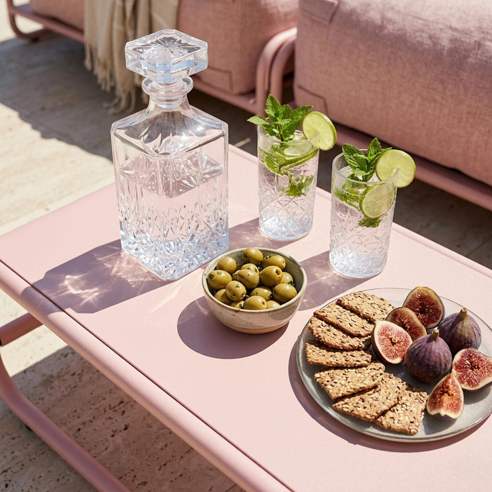 Tavolino piccolo da esterno rettangolare in metallo 85x40x30 cm