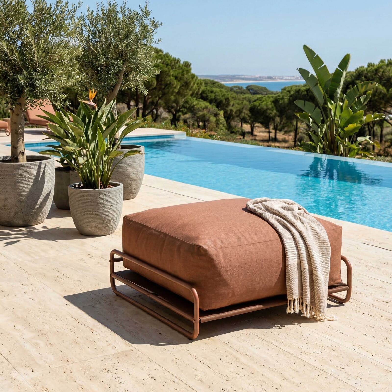 Struttura per poltrona e pouf da divano modulare da esterno MIXI