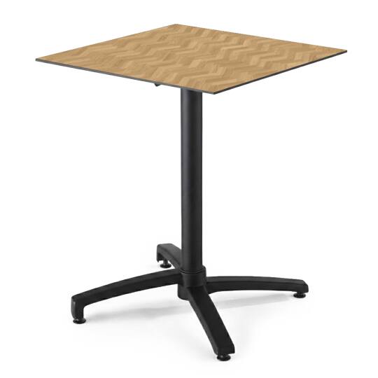 Tavolo da giardino quadrato reclinabile in alluminio nero e HPL per 4 persone 70x70 cm | Oviala