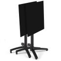 Tavolo da giardino quadrato reclinabile in alluminio nero e HPL per 4 persone 70x70 cm