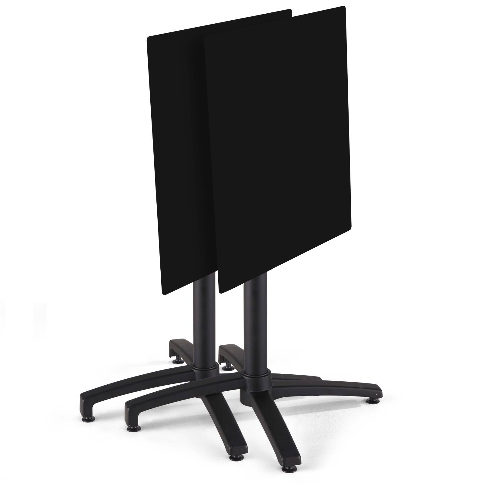 Tavolo da giardino quadrato reclinabile in alluminio nero e HPL per 4 persone 70x70 cm
