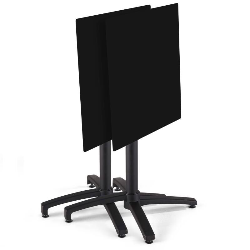 Tavolo da giardino quadrato reclinabile in alluminio nero e HPL per 4 persone 70x70 cm