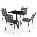 Tavolo da giardino quadrato reclinabile in alluminio nero e HPL per 4 persone 70x70 cm