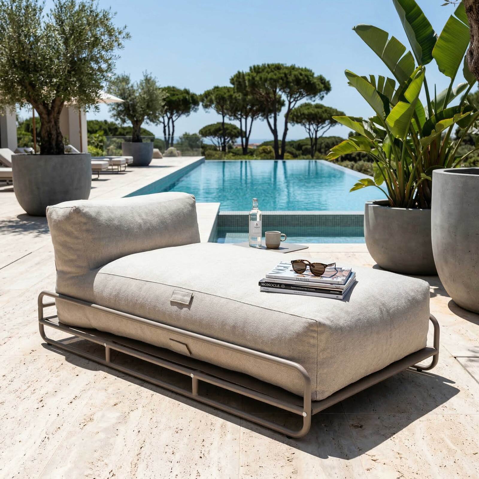 Chaise longue per divano modulare da esterno con struttura