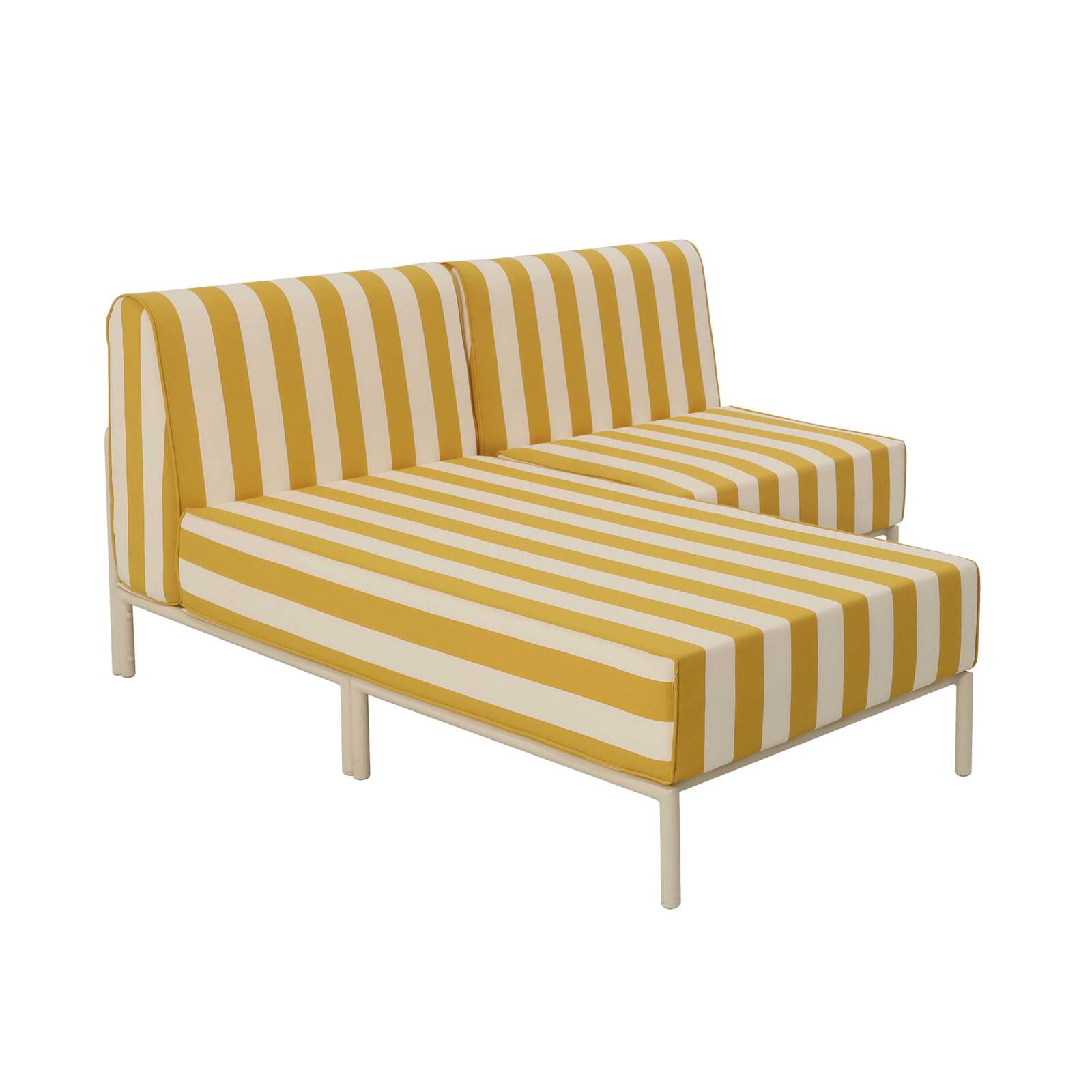 Divano modulare da esterno a righe 2 posti con 1 poltrona e 1 chaise longue