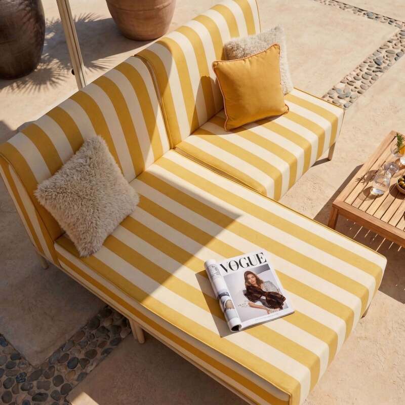 Divano modulare da esterno a righe 2 posti con 1 poltrona e 1 chaise longue (2/6)