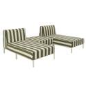 Divano modulare da esterno a righe 2 posti con 2 chaise longue e 1 pouf