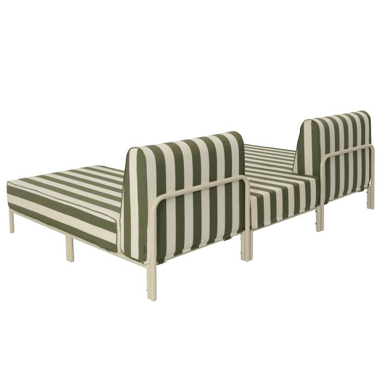 Divano modulare da esterno a righe 2 posti con 2 chaise longue e 1 pouf (3/6)