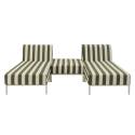 Divano modulare da esterno a righe 2 posti con 2 chaise longue e 1 pouf