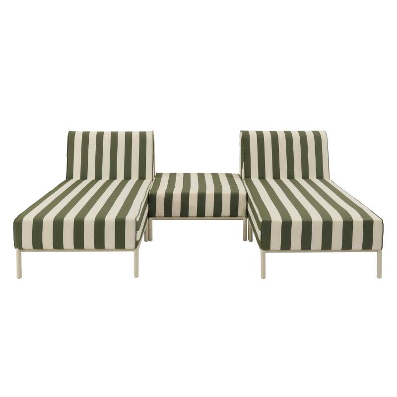 Divano modulare da esterno a righe 2 posti con 2 chaise longue e 1 pouf (4/6)