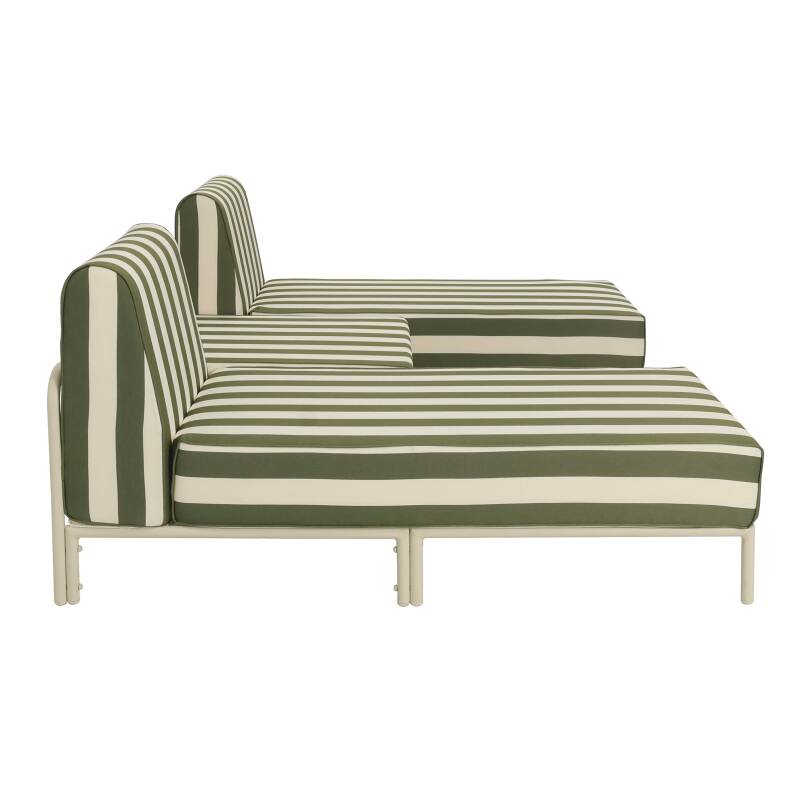 Divano modulare da esterno a righe 2 posti con 2 chaise longue e 1 pouf (5/6)
