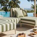 Divano modulare da esterno a righe 2 posti con 2 chaise longue e 1 pouf