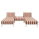 Divano modulare da esterno a righe 2 posti con 2 chaise longue e 1 pouf
