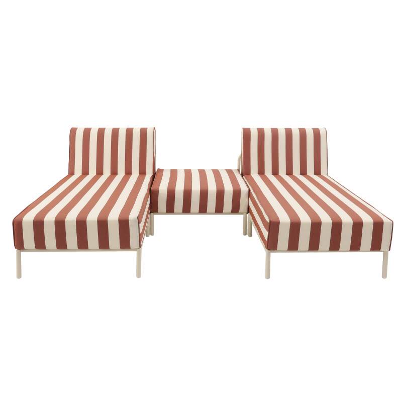Divano modulare da esterno a righe 2 posti con 2 chaise longue e 1 pouf (6/7)