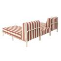 Divano modulare da esterno a righe 2 posti con 2 chaise longue e 1 pouf