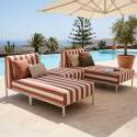 Divano modulare da esterno a righe 2 posti con 2 chaise longue e 1 pouf