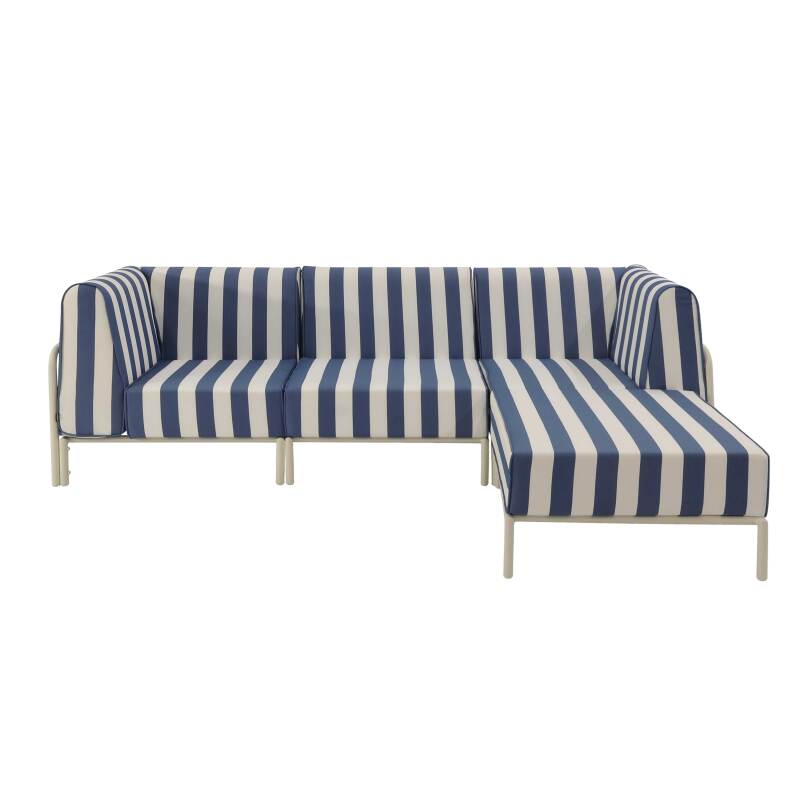 Divano modulare da esterno a righe 4 posti con 1 poltrona, 2 poltrone angolari e 1 pouf (6/8)