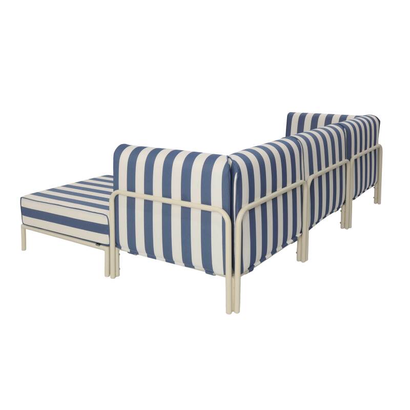 Divano modulare da esterno a righe 4 posti con 1 poltrona, 2 poltrone angolari e 1 pouf (5/8)