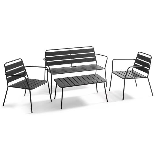 Salotto da giardino 4 posti + 1 tavolo + 2 poltrone + 1 divano | Oviala