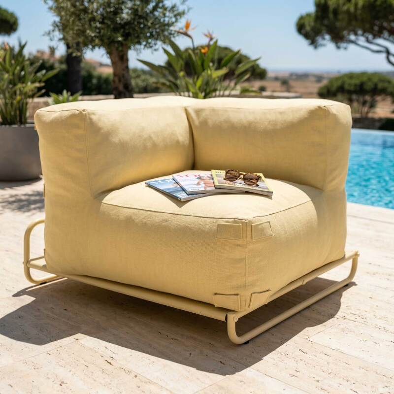 Divano modulare da esterno 5 posti con struttura, 2 poltrone, 1 poltrona angolare, 1 chaise longue, 1 pouf e tavolino (6/7)