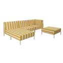 Divano modulare da esterno a righe 4 posti con 1 poltrona, 1 poltrona angolare, 1 chaise longue e 1 pouf