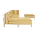 Divano modulare da esterno a righe 4 posti con 1 poltrona, 1 poltrona angolare, 1 chaise longue e 1 pouf