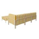 Divano modulare da esterno a righe 4 posti con 1 poltrona, 1 poltrona angolare, 1 chaise longue e 1 pouf