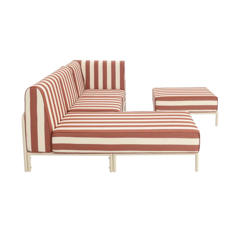 Divano modulare da esterno a righe 4 posti con 1 poltrona, 1 poltrona angolare, 1 chaise longue e 1 pouf (5/6)