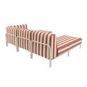 Divano modulare da esterno a righe 4 posti con 1 poltrona, 1 poltrona angolare, 1 chaise longue e 1 pouf
