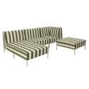 Divano modulare da esterno a righe 4 posti con 1 poltrona, 1 poltrona angolare, 1 chaise longue e 1 pouf