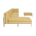 Divano modulare da esterno a righe 5 posti con 2 poltrone, 1 poltrona angolare, 1 chaise longue e 1 pouf