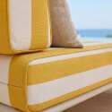 Divano modulare da esterno a righe 5 posti con 2 poltrone, 1 poltrona angolare, 1 chaise longue e 1 pouf