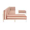 Divano modulare da esterno a righe 5 posti con 2 poltrone, 1 poltrona angolare, 1 chaise longue e 1 pouf
