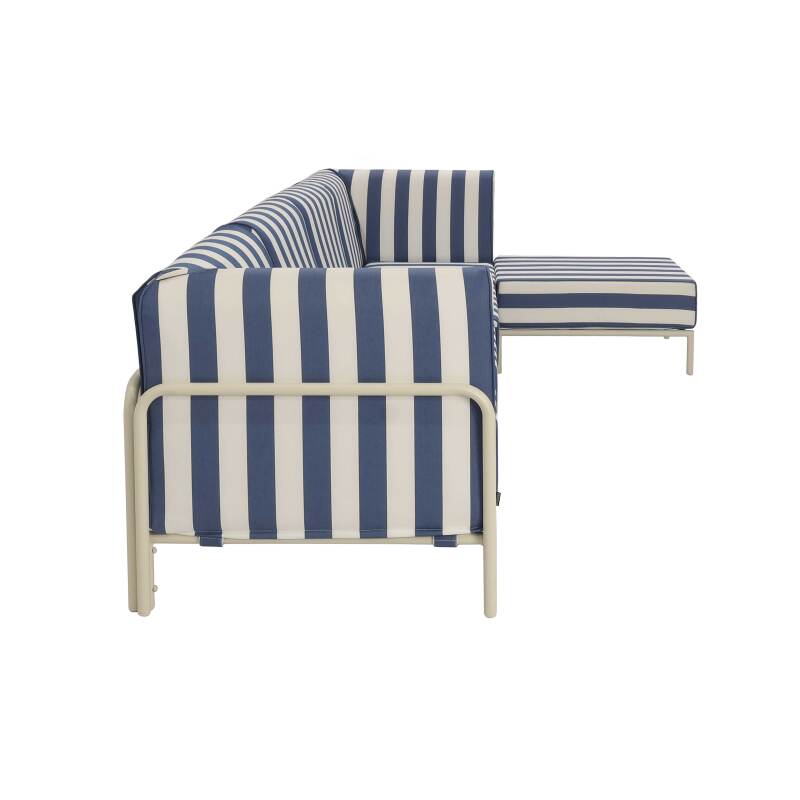 Divano modulare da esterno a righe 5 posti con 2 poltrone, 2 poltrone angolari e 1 pouf (6/7)
