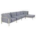 Divano modulare da esterno a righe 5 posti con 2 poltrone, 2 poltrone angolari e 1 pouf