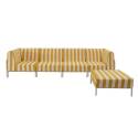 Divano modulare da esterno a righe 5 posti con 2 poltrone, 2 poltrone angolari e 1 pouf