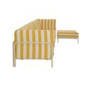 Divano modulare da esterno a righe 5 posti con 2 poltrone, 2 poltrone angolari e 1 pouf