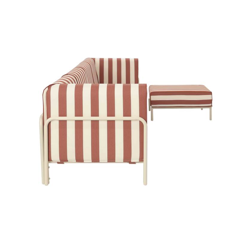 Divano modulare da esterno a righe 5 posti con 2 poltrone, 2 poltrone angolari e 1 pouf (5/7)