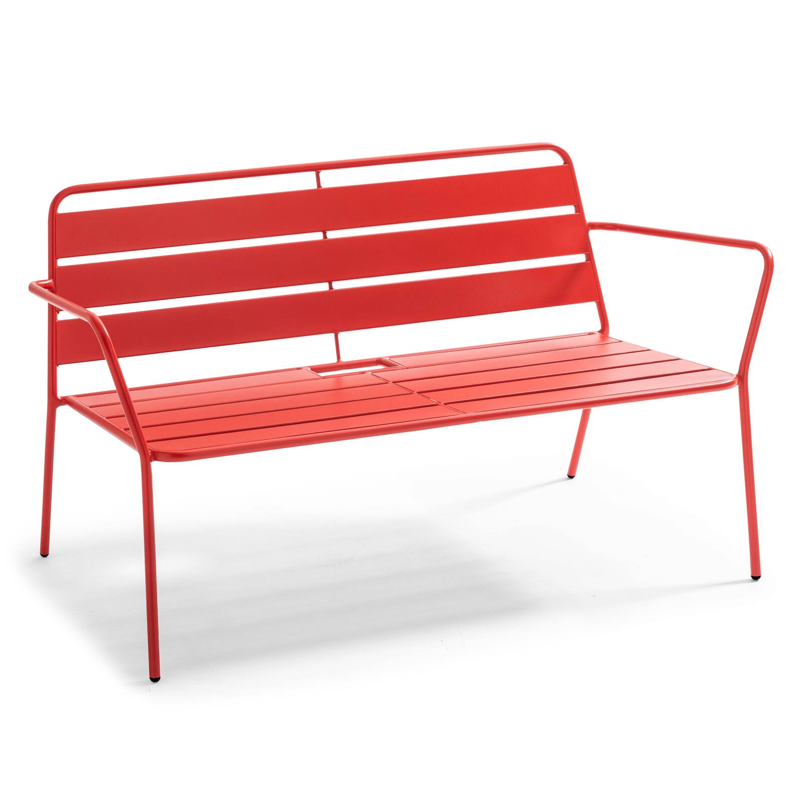 Salotto da giardino in metallo 4 posti, 1 Tavolina da salotto, 2 poltrone, 1 divano