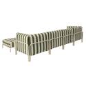 Divano modulare da esterno a righe 5 posti con 2 poltrone, 2 poltrone angolari e 1 pouf