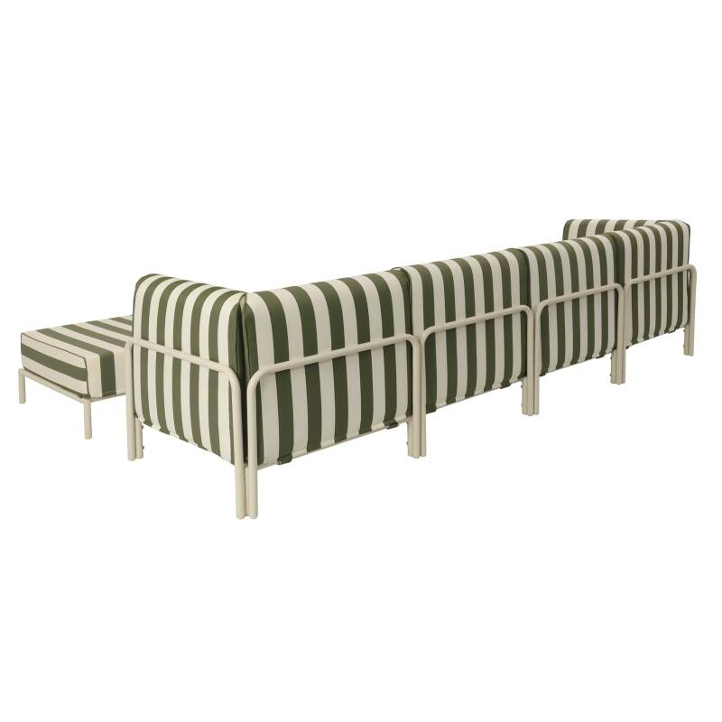 Divano modulare da esterno a righe 5 posti con 2 poltrone, 2 poltrone angolari e 1 pouf (5/8)