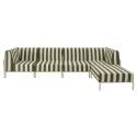 Divano modulare da esterno a righe 5 posti con 2 poltrone, 2 poltrone angolari e 1 pouf