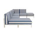 Divano modulare da esterno a righe 6 posti con 3 poltrone, 1 poltrona angolare, 1 chaise longue e 1 pouf
