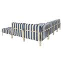Divano modulare da esterno a righe 6 posti con 3 poltrone, 1 poltrona angolare, 1 chaise longue e 1 pouf