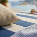 Divano modulare da esterno a righe 6 posti con 3 poltrone, 1 poltrona angolare, 1 chaise longue e 1 pouf