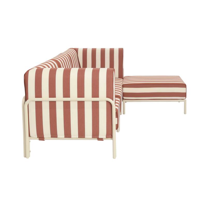 Divano modulare da esterno a righe 4 posti con 1 poltrona, 2 poltrone angolari e 1 pouf (6/7)