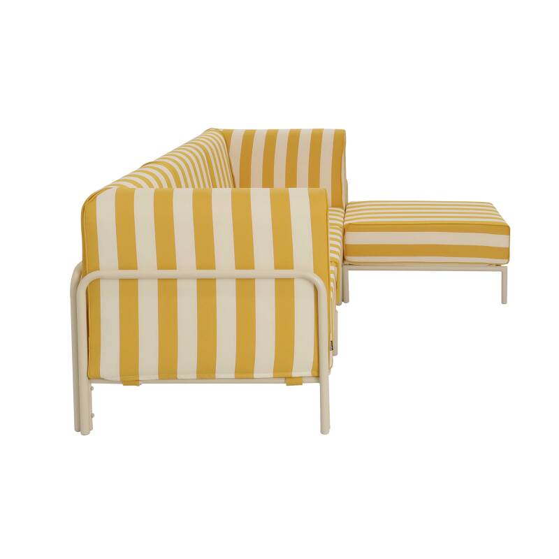 Divano modulare da esterno a righe 4 posti con 1 poltrona, 2 poltrone angolari e 1 pouf (6/8)